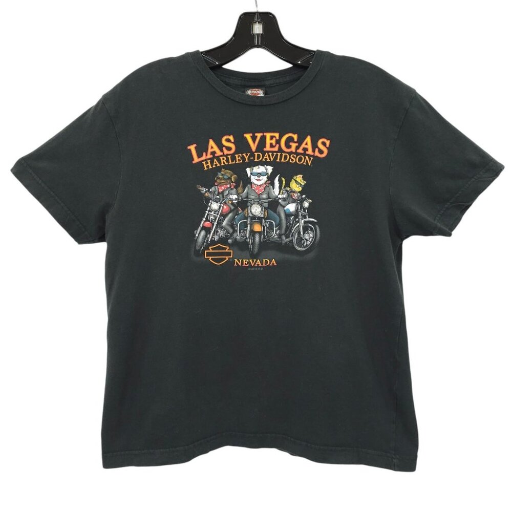 Harley Davidson Las Vegas Nevada Double Sided Graphic T Shirt Womens M/L Black